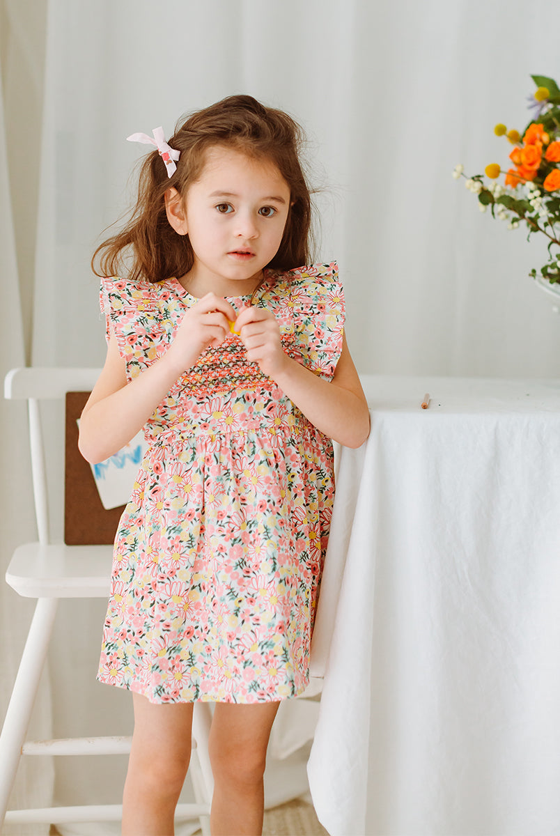 Laurel Smocked Dress, Colourful Newnham – Happyology