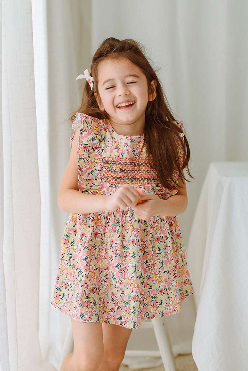 Laurel Smocked Dress, Colourful Newnham – view 6
