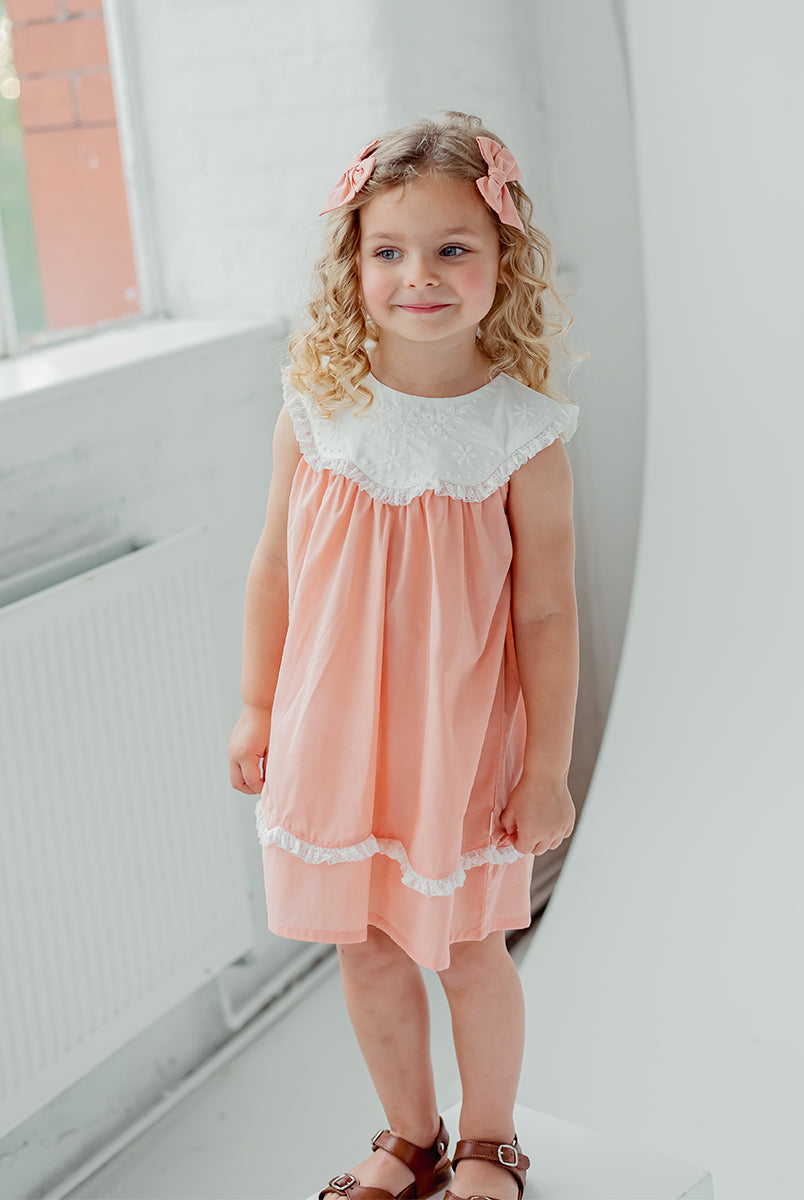 Betty Embroidery Collar Dress, Grapefruit – Happyology