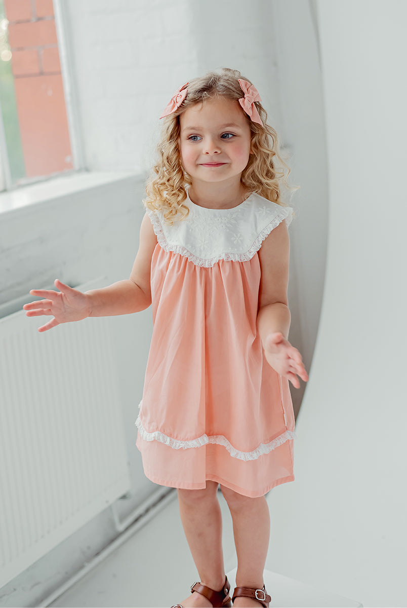 Betty Embroidery Collar Dress, Grapefruit – view 4