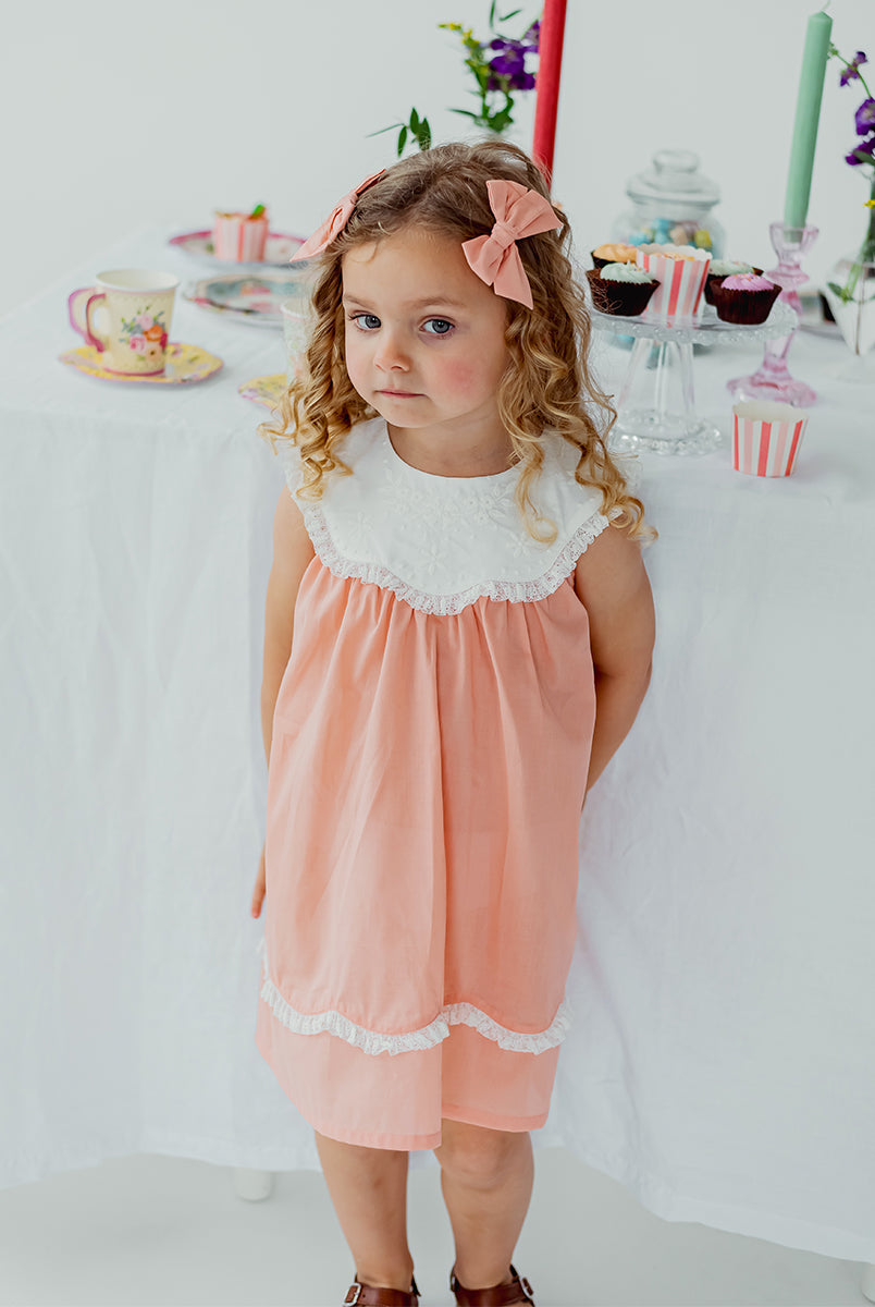 Betty Embroidery Collar Dress, Grapefruit – view 6