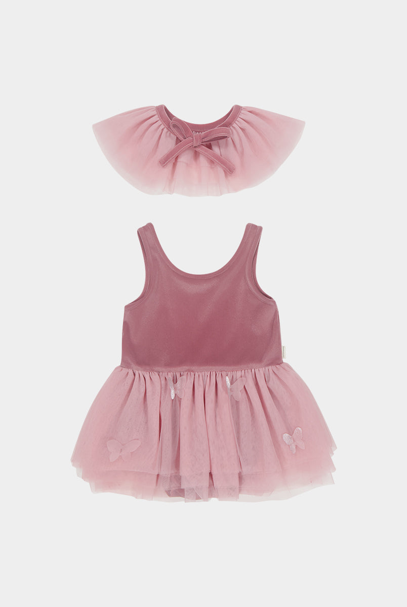 Whitby Tulle Dress & Collar Set, Velvet Pink – view 2