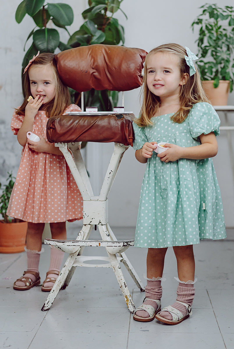 Harrogate Polka Dot Dress, Green Polka – Happyology