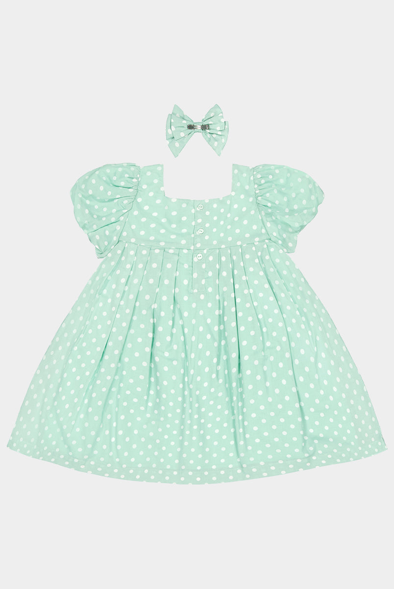 Harrogate Polka Dot Dress, Green Polka – view 8