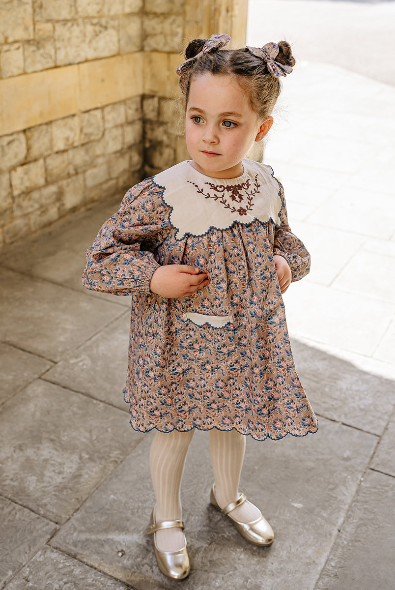 Salvia Embroidered Organic Cotton Dress, Damascus Rosa – Happyology
