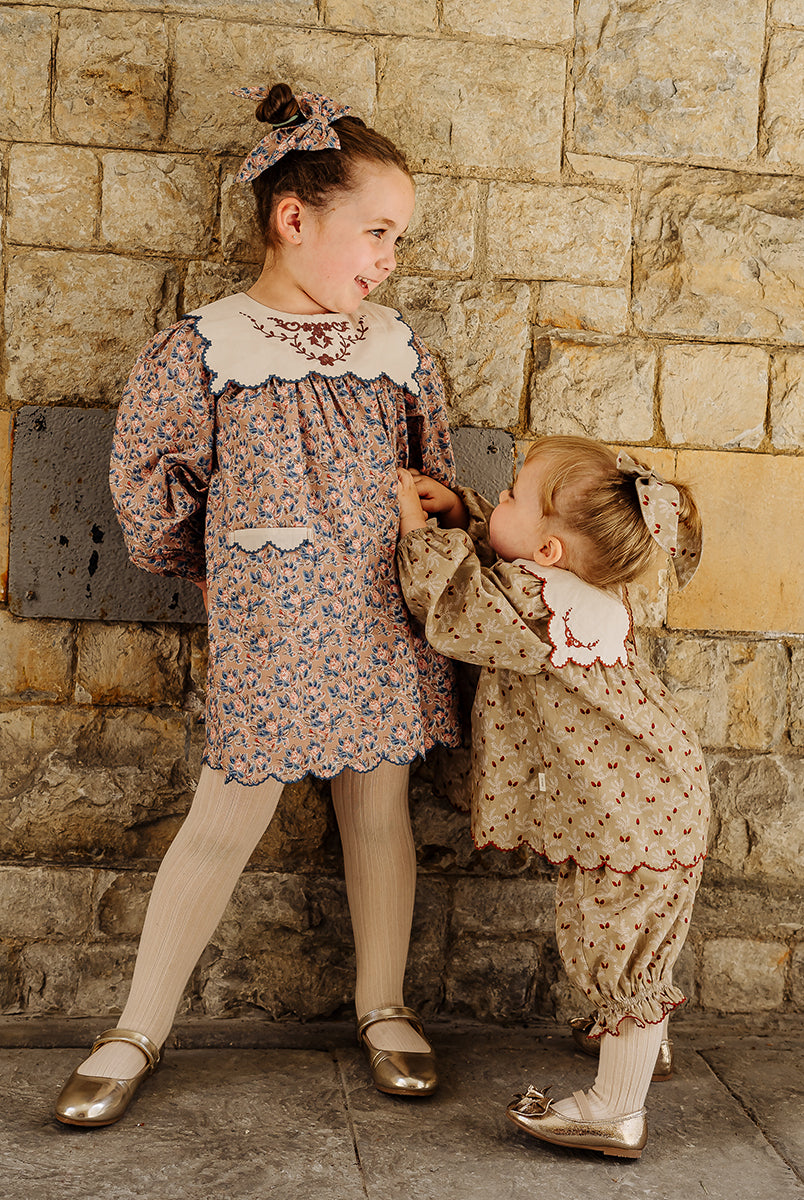 Salvia Embroidered Organic Cotton Dress, Damascus Rosa – view 7