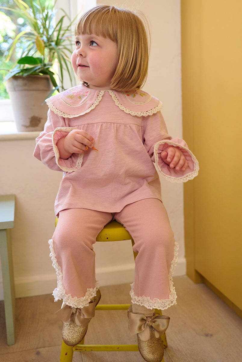 Quebec Embroidered Tee, Light Rose – view 4