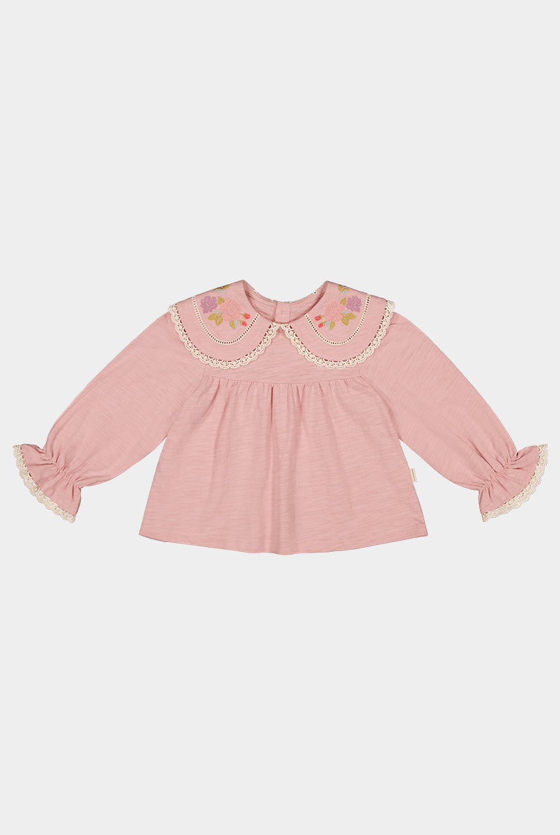 Quebec Embroidered Tee, Light Rose – view 2