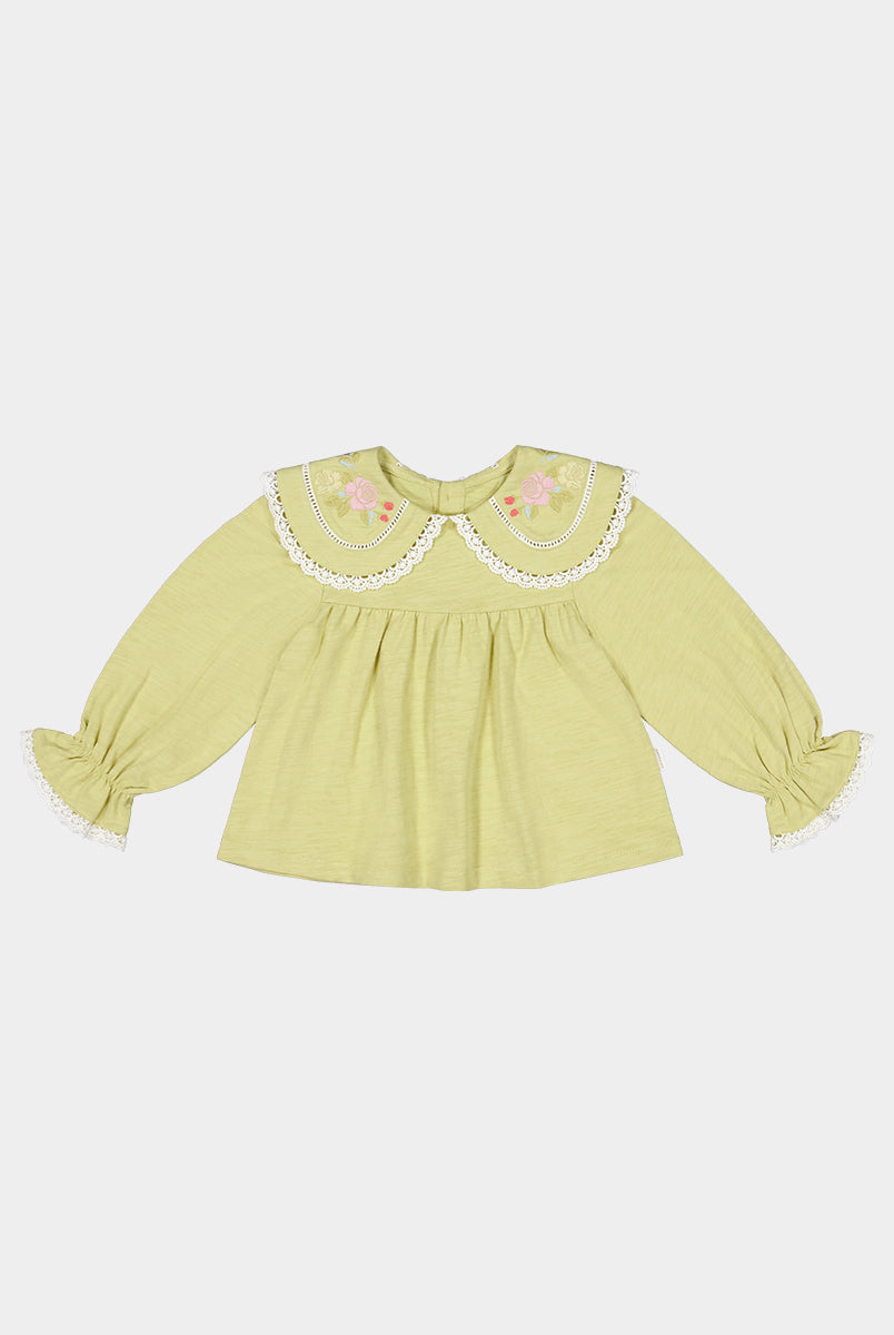 Quebec Embroidered Tee, Acacia Green – view 2