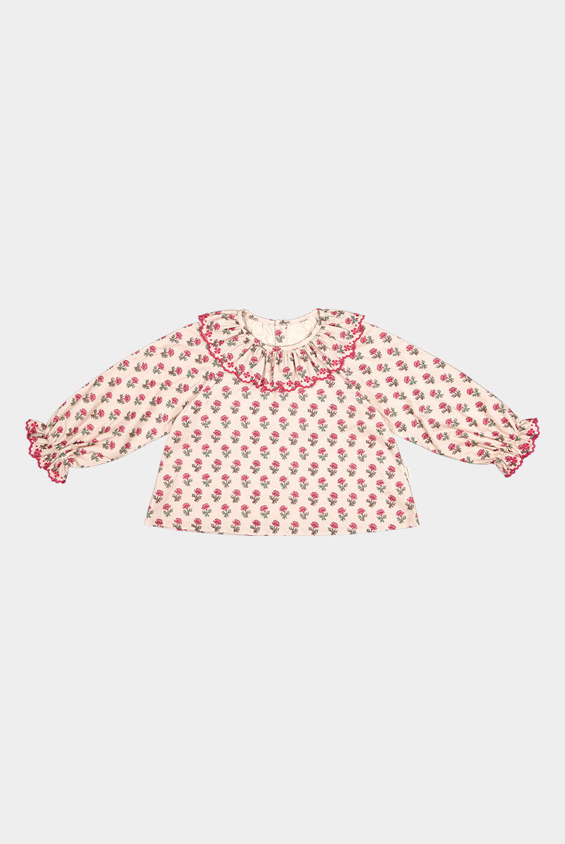 Liverpool Floral Shirt, Block Print Peony, Butterscotch – view 2