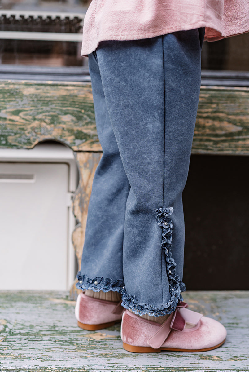 Tretyakov Lace-Trim Leggings, Denim Blue – Happyology