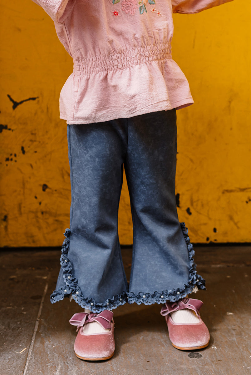 Tretyakov Lace-Trim Leggings, Denim Blue – view 4
